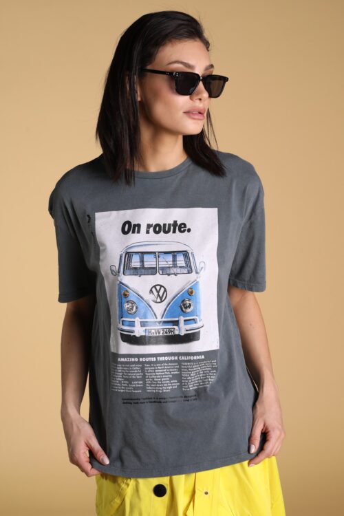  Designed  Washed Gray T- Shirt ROUTE