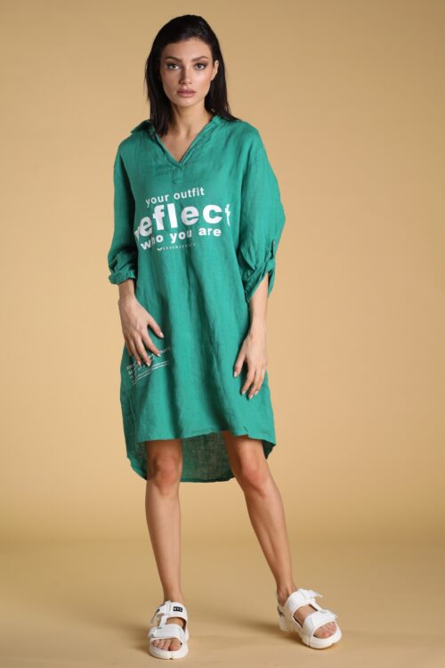 Green Linen Midi Dress REFLECT