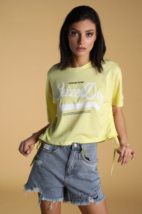 Yellow Designed Top ATTITUDE
