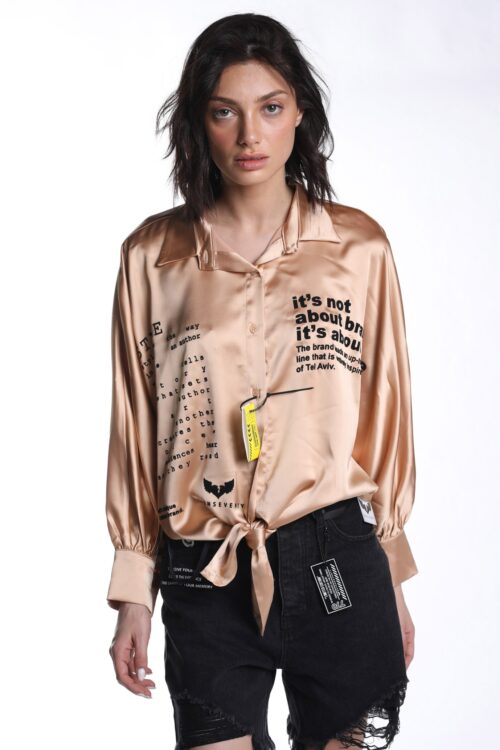 Golden Beige Buttoned up Satin Shirt STYLE