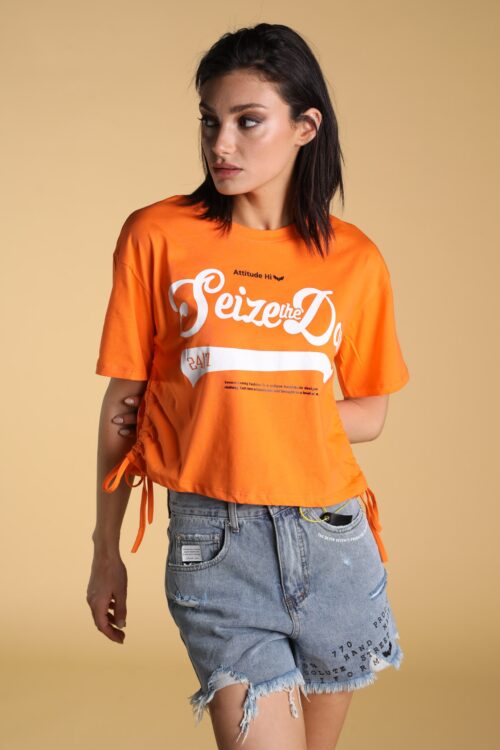 Orange Designed Top ATTITUDE