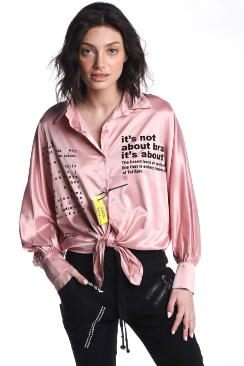 Light Pink Buttoned up Satin Shirt STYLE