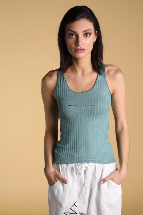 Turquoise Lurex Tank Top  SEVEN
