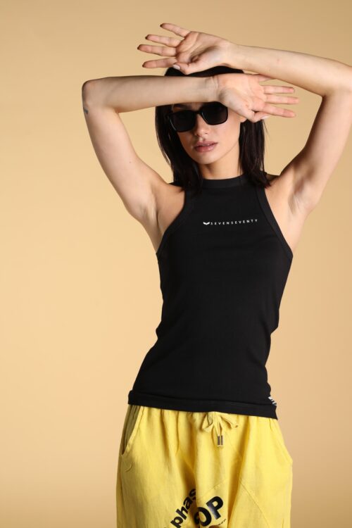 Black Cotton Tank  Top SEVEN
