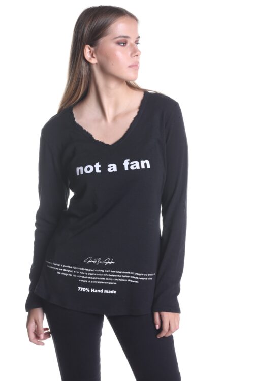 Black  Long Sleeves Basic Top  FAN