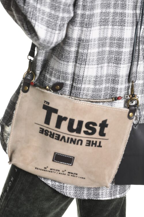 Designed Beige Leather Small Hand Bag TRUST