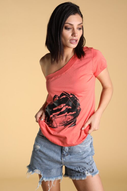 One Sleeve Peach Top LIPS