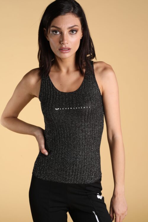 Black Lurex Tank Top  SEVEN