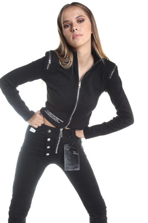 Black Short Zipper Top  BRAND
