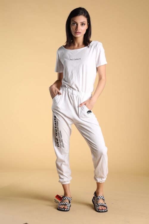 White Short Sleeve Pullover Overall BULL