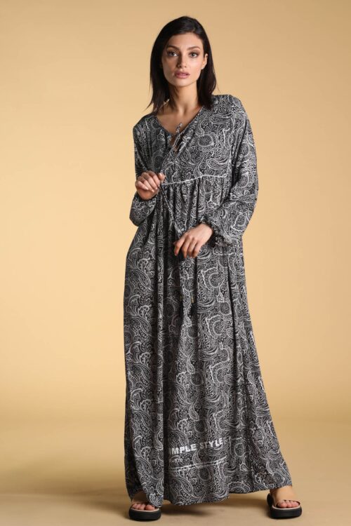 Black And White Boho Style Mandala Maxi Dress BRAND