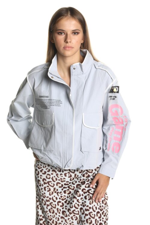 Light Blue  Long Sleeves Pockets Jacket  SUPER