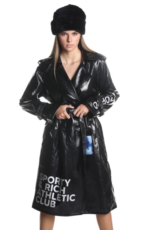  Designed Black Long vinyl Coat Jacket SPORTY