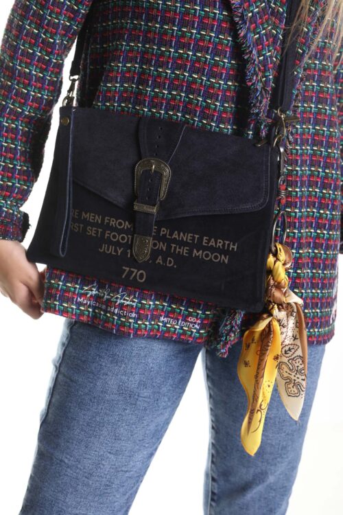 Designed Black Leather Small Hand Bag PLANET