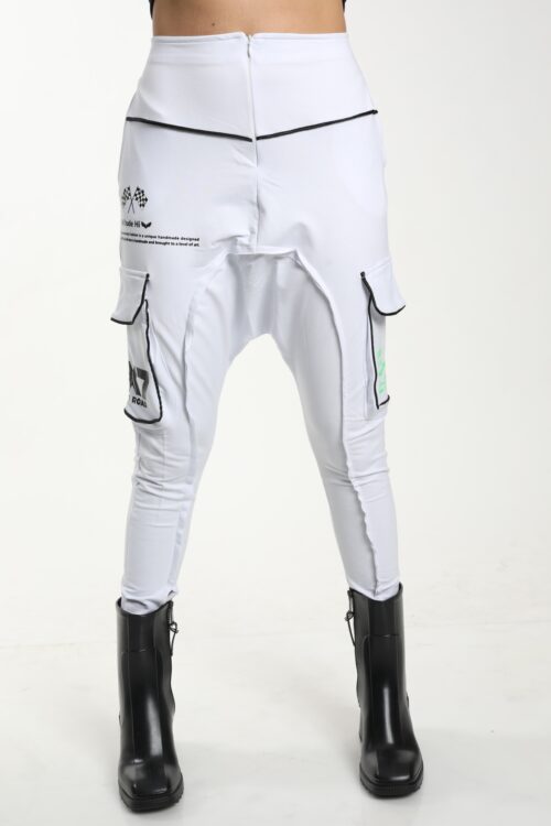 White Designed Baggy Jogger Pants   ATTITUDE