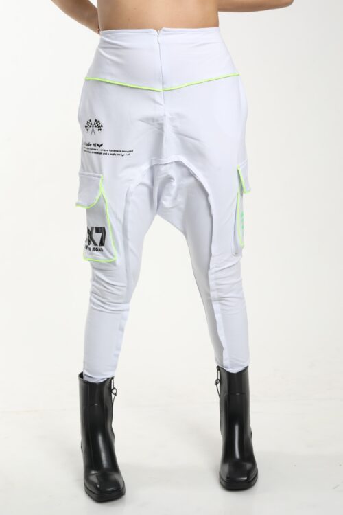 White Designed Baggy Jogger Pants   ATTITUDE