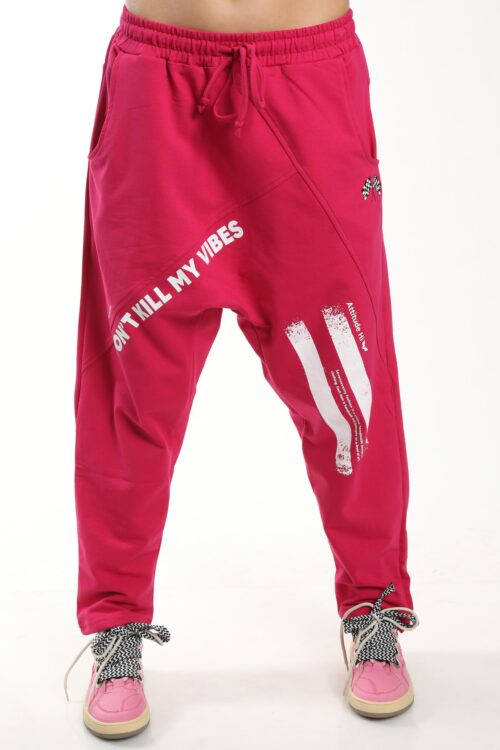 Pink  Designed Baggy Jogger Pants  VIBES