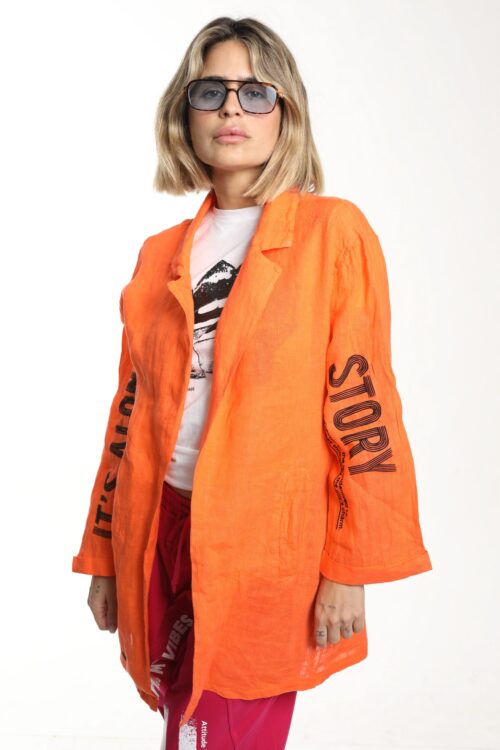 Orange Unique Design Linen Blazer Jacket  STORY