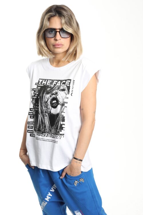 White Sleeveless T  Shirt 770