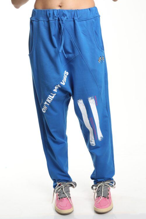 Blue Designed Baggy Jogger Pants  VIBES