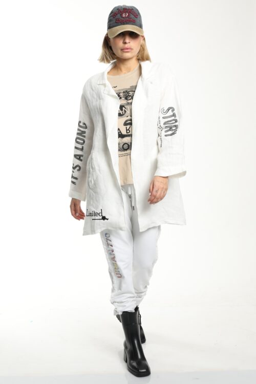 Ivory Unique Design Linen Blazer Jacket  STORY
