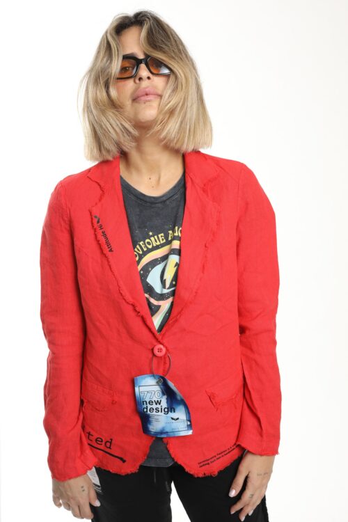 Red Unique Design Linen Blazer Jacket  PAINT