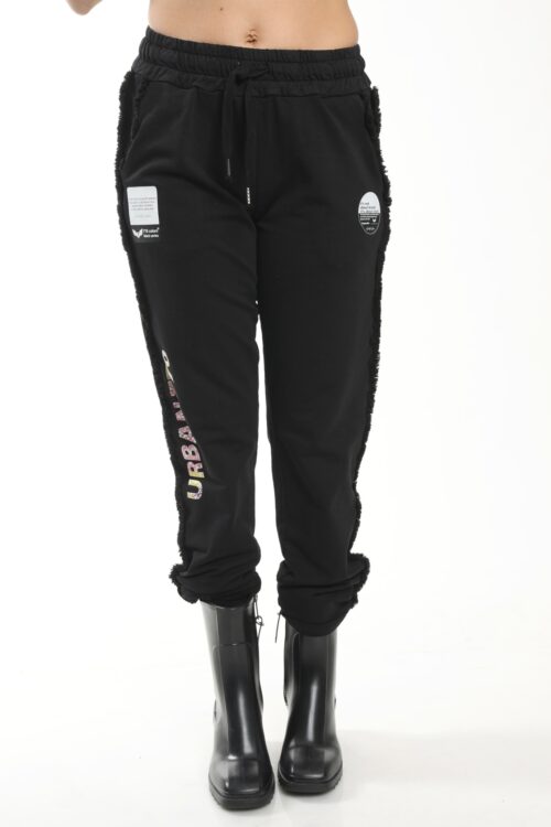 Black Designed Jogger Pants  URBAN