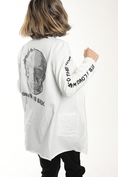 White Unique Design Pullover Blazer Jacket  SKULL
