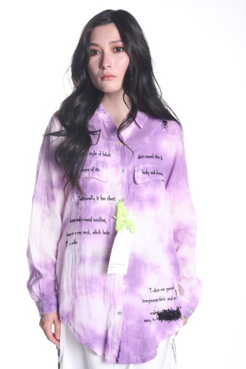 Purple Tie Dye Buttoned Up Long Sleeves Top  SLEEVES