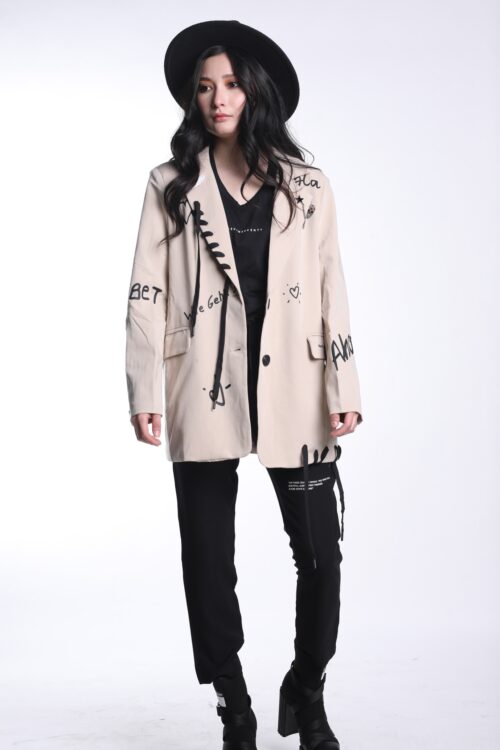 Beige Unique Design Blazer Jacket  SEVEN