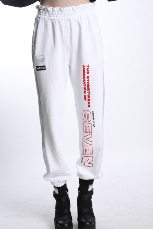 White Designed Jogger Pants   SEVEN