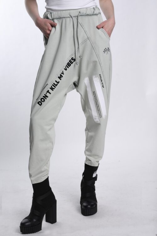 Mint Green Designed Baggy Jogger Pants   DON'T