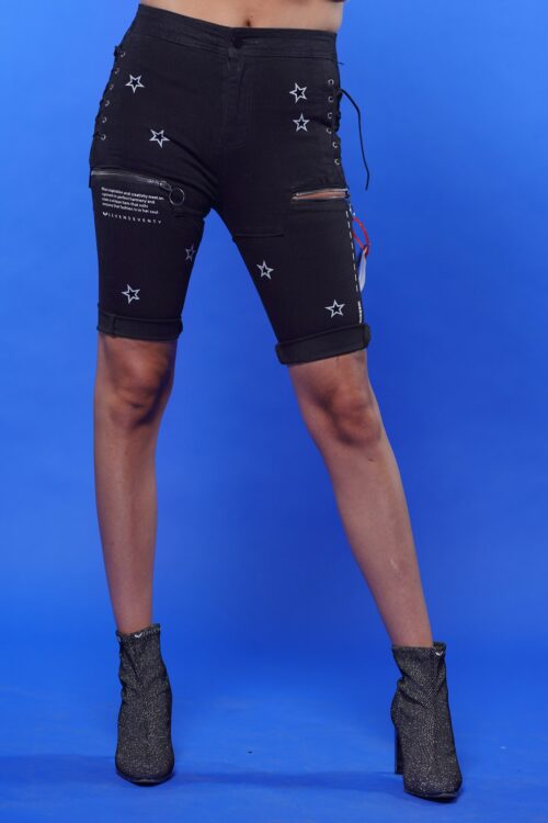 Black Denim Bermuda Pants STARS