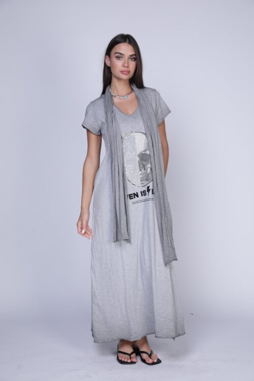 Gray Cotton  Maxi Dress SKULL