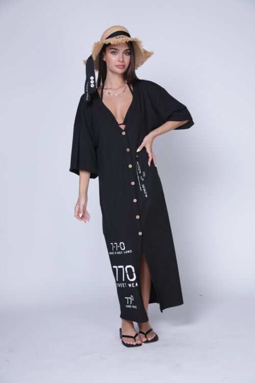 Black Bottoned Up Maxi Dress 770