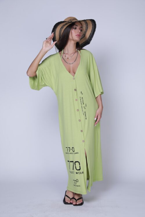 Green Bottoned Up Maxi Dress 770