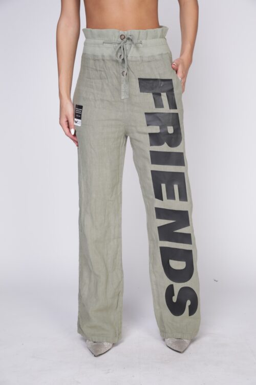 Designed Olive Green Linen Pants  FRIENDS