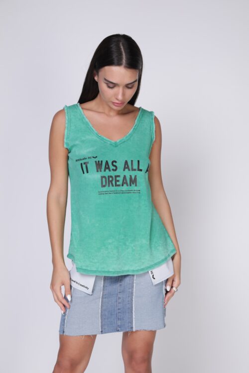  Washed Green  Color Vintage Look Designed  Tank  DREAM