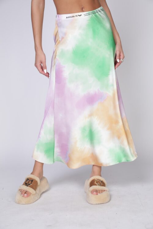 Colorful Tie Dye Midi Satin Skirt ATTITUDE