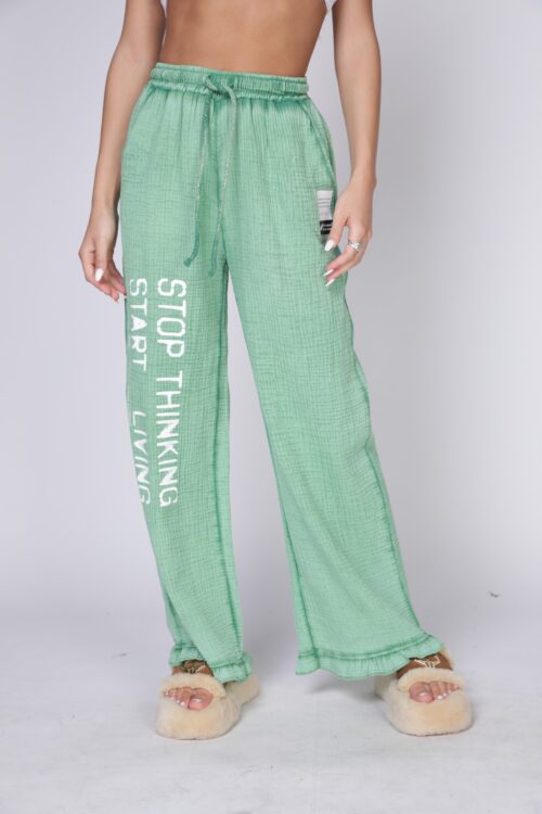 Green Designed Jogger Pants  STOP