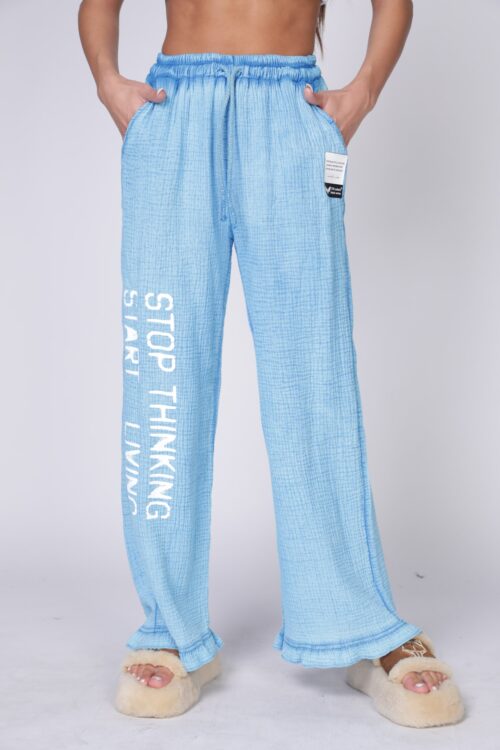 Blue Designed Jogger Pants  STOP