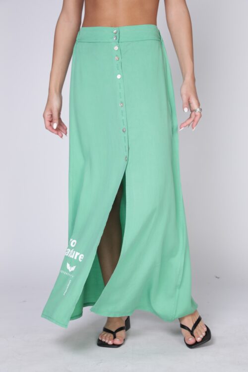 Green Bottoned Up Maxi Skirt  RETRO