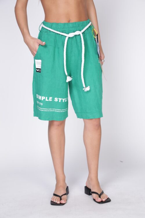 Green  Linen Bermuda Pants STYLE