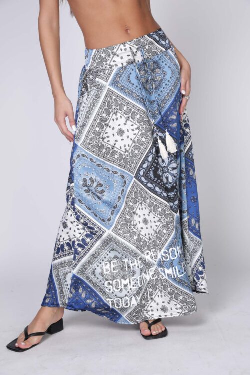 Blue Floral Boho Maxi Skirt PERSON