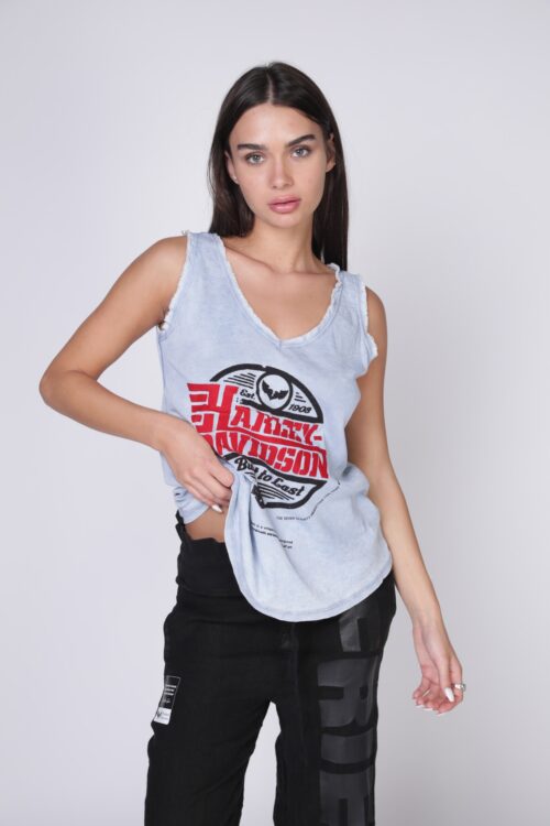  Washed Light Blue  Color Vintage Look Designed  Tank  HARLEY