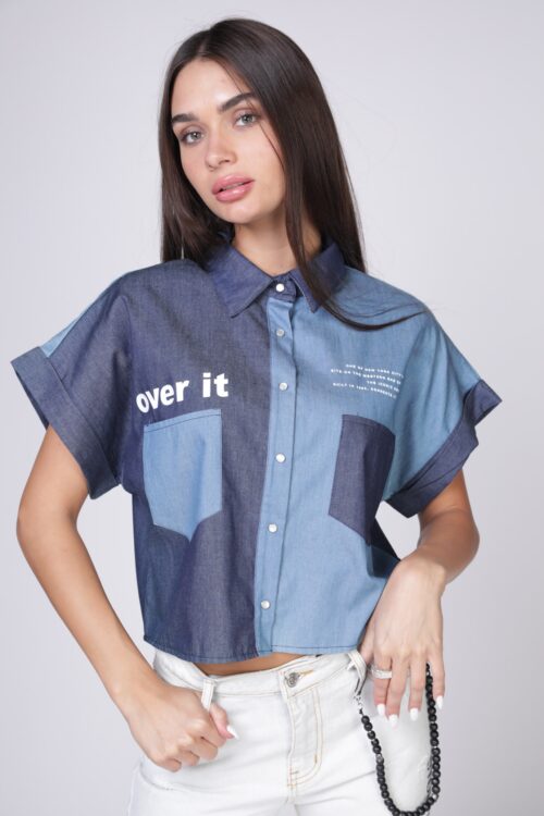 Short Sleeve Denim Top   OVER IT