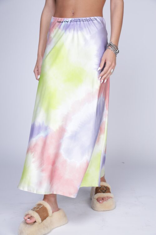 Colorful Tie Dye Midi Satin Skirt ATTITUDE