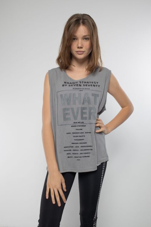 Gray Sleeveless Shirt WHATEVER