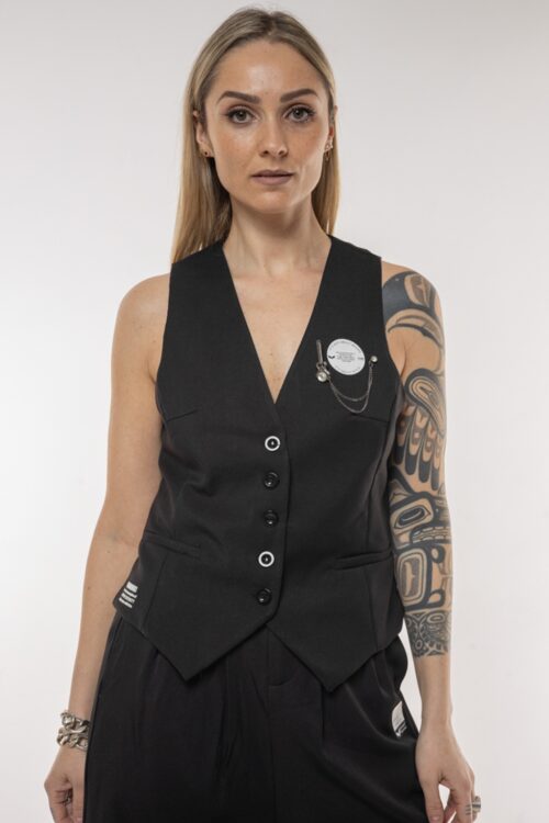 Black Elegant Cut Vest WARNING