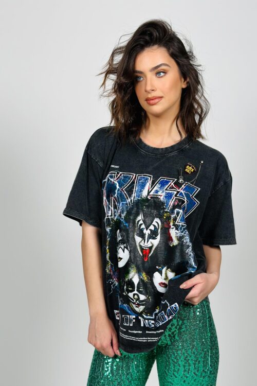Washed  Black T Shirt   ROCK
